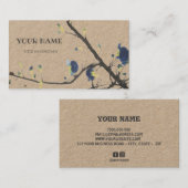 Mini carte de visite fleur orchidée bleue (Devant / Derrière)