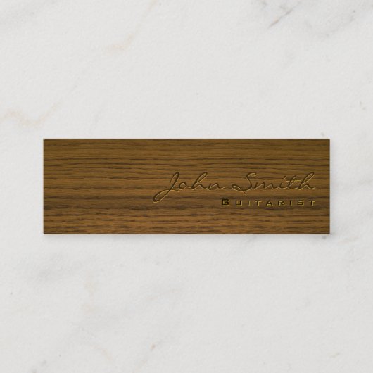 Mini Carte de visite guitariste en bois foncé (Devant)