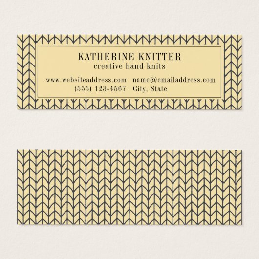 Mini Carte de visite KNIT CRÈME NOIRE (Devant & derrière)