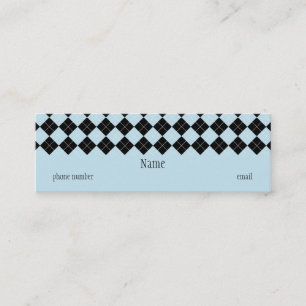 Mini Carte de visite maigre à motifs de losanges bleu