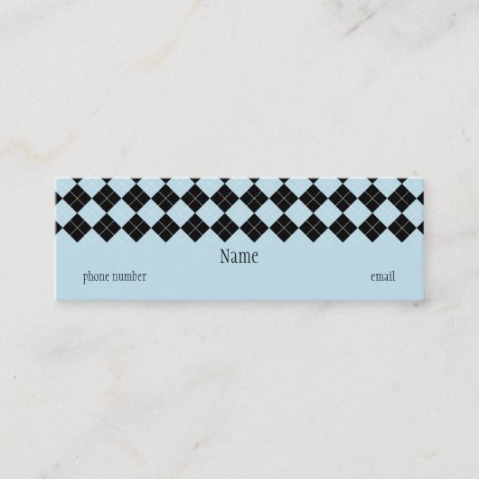 Mini Carte de visite maigre à motifs de losanges bleu (Devant)