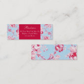 Mini Carte de visite maigre bleu 2 de roses chics (Devant / Derrière)