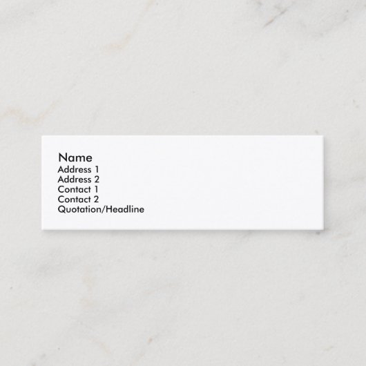 MINI CARTE DE VISITE MAIGRE INDESTRUCTIBLE DE PROFIL (Devant)