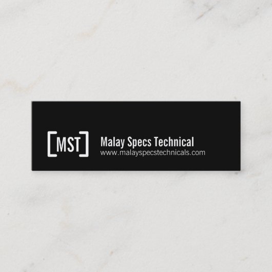 Mini Carte de visite maigre noir et blanc professionnel (Devant)