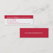 Mini Carte de visite maigre rouge et blanc simple de (Devant / Derrière)