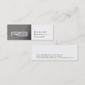 Mini Carte de visite Manager Monogramme Blanc Gris Slim (Devant / Derrière)