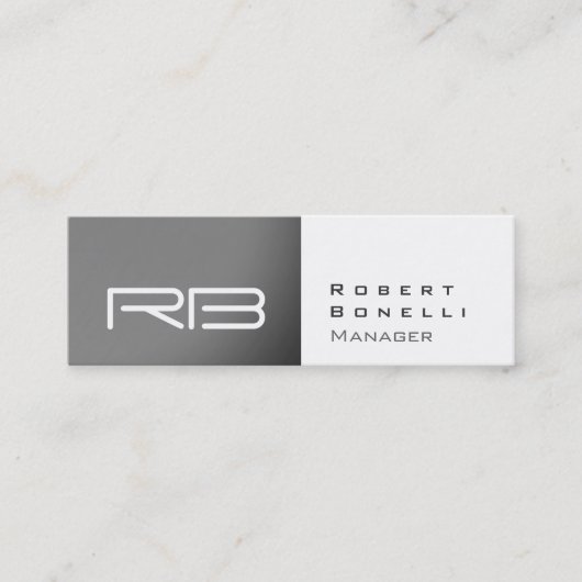 Mini Carte de visite Manager Monogramme Blanc Gris Slim (Devant)