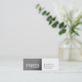 Mini Carte de visite Manager Monogramme Blanc Gris Slim (Debout devant)