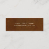 Mini carte de visite marron élégant avec nom de script (Dos)