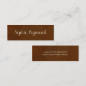 Mini carte de visite marron élégant avec nom de script (Devant / Derrière)
