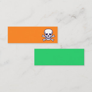 Mini Carte de visite miniature orange et verte Skull n