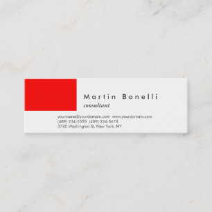 Mini Carte de visite moderne minimaliste rouge et blanc