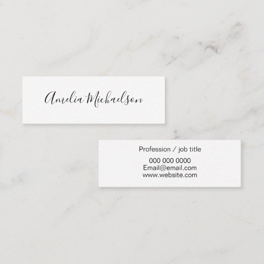 Mini carte de visite moderne noir et blanc simple (Devant / Derrière)