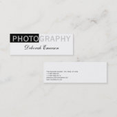 Mini Carte de visite moderne slim blanche noire script (Devant / Derrière)