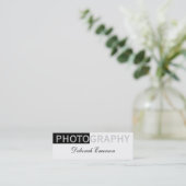 Mini Carte de visite moderne slim blanche noire script (Debout devant)