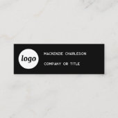 Mini Carte de visite noire minimale avec logo simple et (Devant)