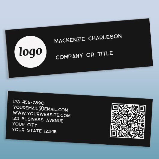 Mini Carte de visite noire minimale avec logo simple et