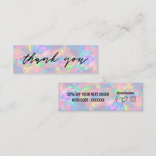 mini carte de visite pastel opal arrière - plan (Devant / Derrière)