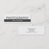 Mini Carte de visite photographe blanc à rayures gris c (Devant / Derrière)