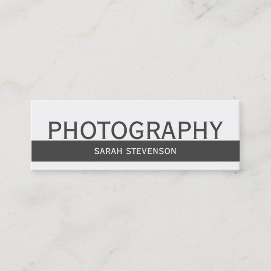 Mini Carte de visite photographe blanc à rayures gris c (Devant)