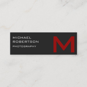 Mini Carte de visite photographe Monogramme Gris Rouge