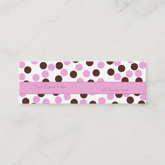 Mini Carte de visite Pink et Brown Polka Dot (Devant)