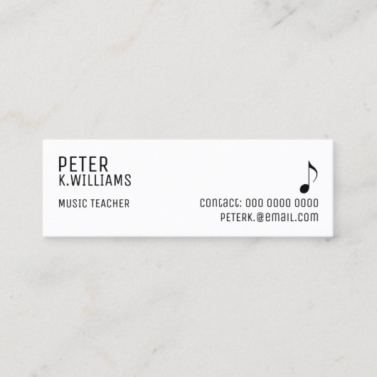 Mini carte de visite pour un professeur de musique (Devant)