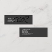 Mini Carte de visite professionnelle grise simple Monog (Devant / Derrière)