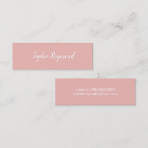 Mini carte de visite rose élégant avec nom de script