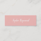 Mini carte de visite rose élégant avec nom de script (Devant)