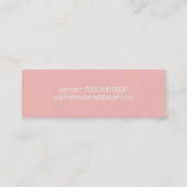 Mini carte de visite rose élégant avec nom de script (Dos)