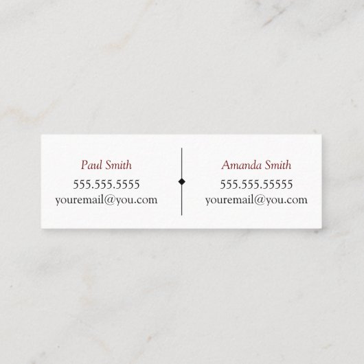 Mini Carte de visite Simple Avec 2 Noms Et Contact (Dos)