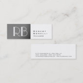 Mini Carte de visite Slim Grey White Monogram Manager (Devant / Derrière)