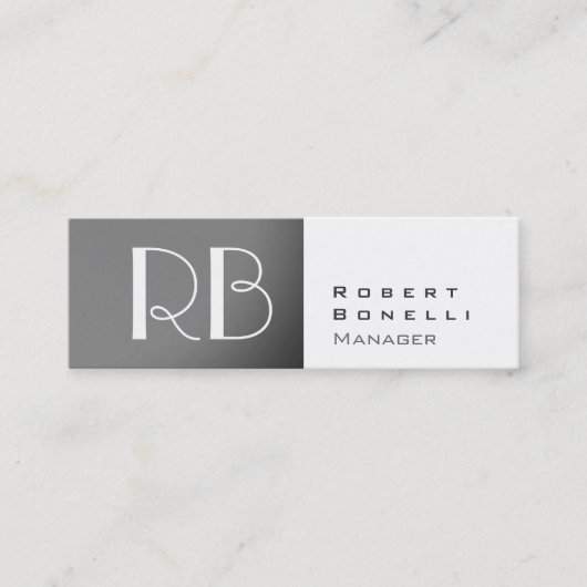 Mini Carte de visite Slim Grey White Monogram Manager (Devant)