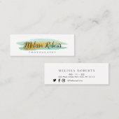 Mini carte de visite tendance or et vert menthe (Devant / Derrière)