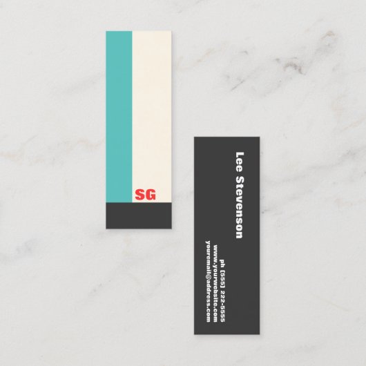 Mini Carte de visite Turquoise moderne (Devant / Derrière)