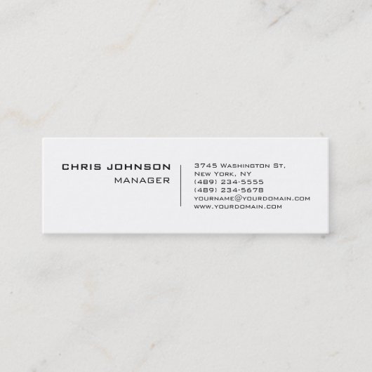 Mini Carte de visite unique noir et blanc pour manager (Devant)