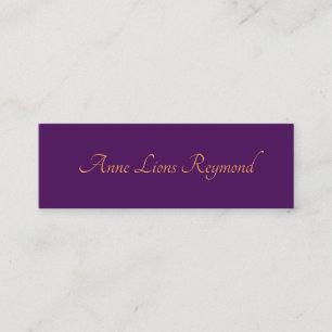 Mini carte de visite violet avec nom de script orange