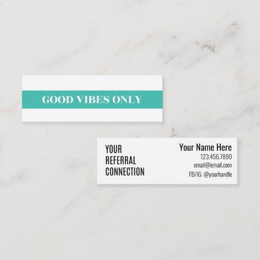 Mini carte "Good Vibes Only" (Devant / Derrière)