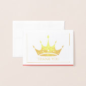 Mini carte Merci Gold Foil Crown (Devant avec enveloppe)