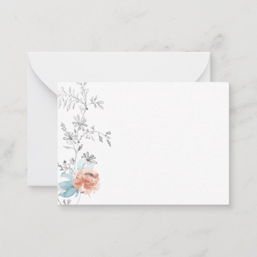 Mini carte RSVP à mariage moderne et fleuri (Dos)