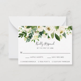 Mini carte RSVP Mariage blanc élégant