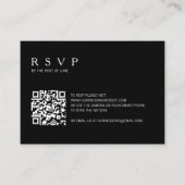 Mini carte RSVP Mariage de code QR photo noir (Devant)