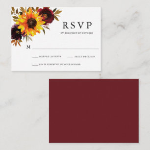 Mini carte RSVP Mariage de tournesol floral rustiq