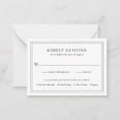 Mini carte RSVP Mariage noir et blanc traditionnel (Devant)