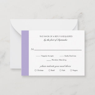 Mini carte RSVP Mariage violet Lavande numérique