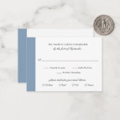 Mini carte RSVP mini Mariage bleu Dusty (Devant/Arrière en situation)