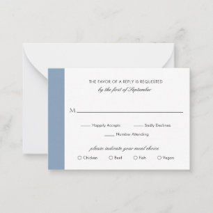 Mini carte RSVP mini Mariage bleu Dusty