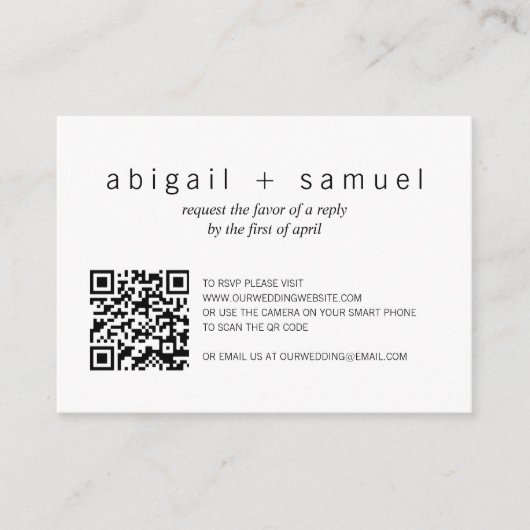 Mini carte RSVP mini-Mariage de code QR photo mini (Devant)