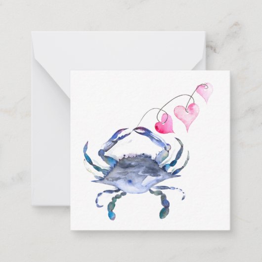 Mini Cartes de jour Valentines Crabes Bleus (Devant)